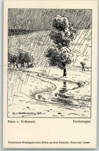 sign. Hans von Volkmann - Herbstregen AK