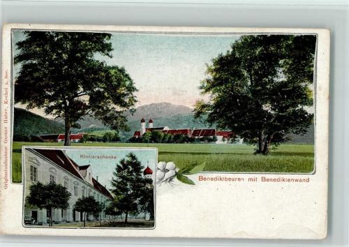 Benediktbeuern Ortsansicht mit Benediktenwand Klosterschenke 2-Bildaufnahme