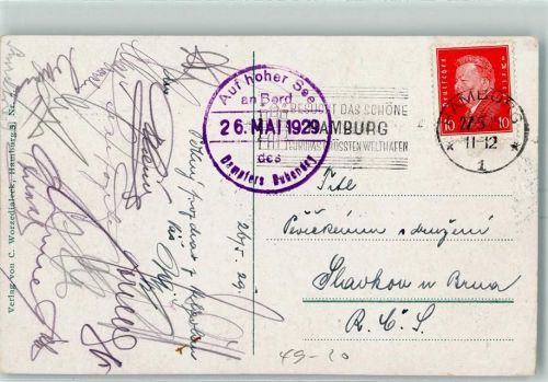 Bordstempel Auf hoher See 26. Mai 1929 Dampfer Bubendey