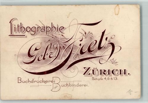 Zürich Lithographie Gebrüder Tietz, Buchdruckerei, Schipfe 4 - Rückseite Kalender 1898
