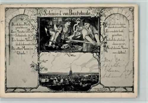 Buxtehude Schmied mit Amor bei der Arbeit , gute Erhaltung AK