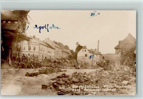Berggiesshübel 1927 Wasserkatastrophe Gottleubatal Reichswehr räumt auf