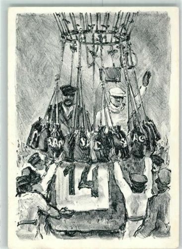 Ballonpostkarte Theodor Schaeck und Emil Meissner starten zum Gordon-Benett-Sieg Ballon Mungg Sandsäcke