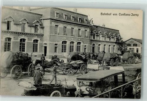 Conflans-en-Jarnisy 1915 Kutsche Auto Bahnhof Feldpost Artillerie