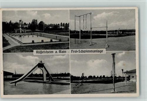 Rüsselsheim 1949 Schwimmbad AK