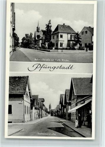Pfungstadt 1952 Seeheimerstr., Bahnhofstrasse, sehr gute Erhaltung AK