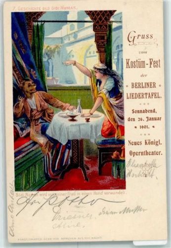 Berlin Mitte 1901 Kostümfest Berliner Liedertafel Künstlerkarten Serie 1102 Nr. 7 Märchen aus 1001 Nacht