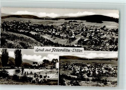 Fellerdilln 1965 Schwimmbad, Teilansicht, gute Erhaltung AK