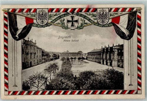 95444 W8580 Bayreuth 1915 - Neues Schloß Wappen Eisernes Kreuz WK I