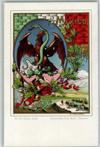 Puebla Popocatépetl Wappen Adler mit Schlange Kaktus