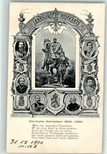 1900 eutsche Herrscher 1800-1900 Jahrhundertpostkarte Wappen