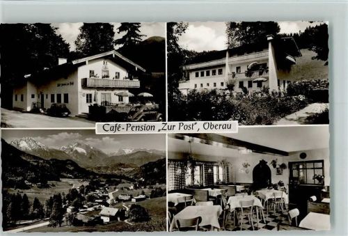 Oberau Café Pension Zur Post Innenaufnahme Gastraum Ortsansicht 4-Bildaufnahme