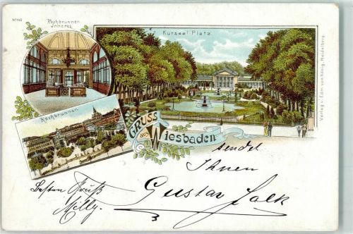 Wiesbaden 1898 Kursaal-Platz Kochbrunnen Innenansicht