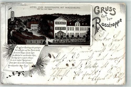 Thale 1900 Hotel zur Rosstrappe Winzenburg Gedicht Bahnpoststempel