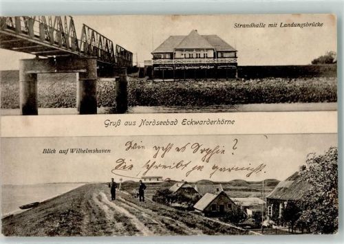 Eckwarderhörne Strandhalle mit Landungsbrücke