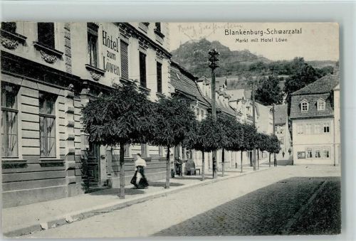 Bad Blankenburg Am Markt mit Hotel Löwe, gute Erhaltung AK