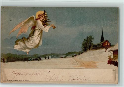 1899 HGL Karte Lithographie Engel schwebt über das Dorf AK