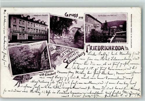 Friedrichroda 1898 Gruss aus - Hotel zum Schaumburg AK