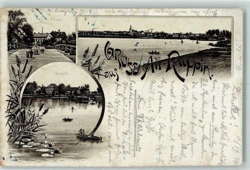 Alt Ruppin 1894 Lithographie Vorläufer Druck 1890-1895 Neumühle