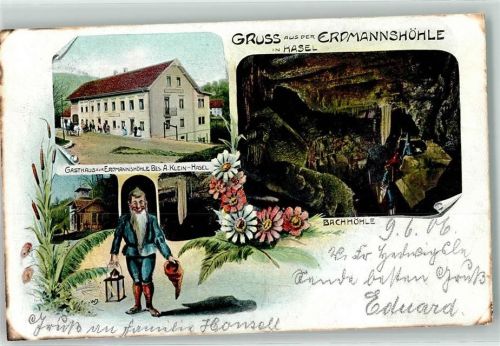 Hasel 1906 Erdmannshöhle Gasthaus zur Ermannshöhle Zwerg Laterne Zipfelmütze Bachhöhle