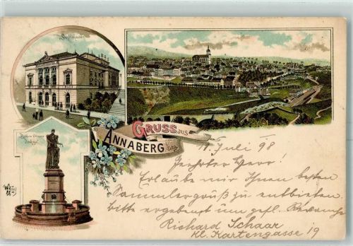 Annaberg-Buchholz 1898 Stadttheater Barbara Ottmann-Denkmal