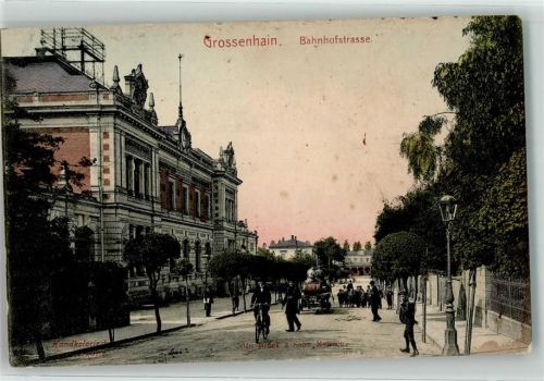 Großenhain 1910 Bahnhofstraße Laterne Fahrrad