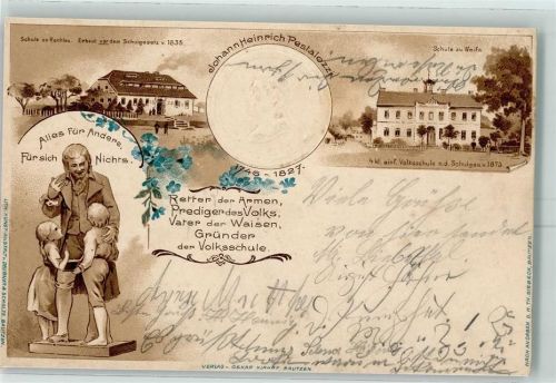 Weifa 1905 Schule zu Rachlau Porträt Johann Heinrich Pestalozzi Schule zu Weifa