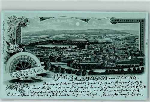 36433 O6200 Bad Salzungen 1899 Lithographie / Mondschein