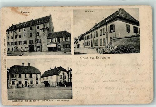 Ensisheim 1905 Kaserne Schulen Gasthaus Zur goldenen Traube von WWe. Beringer