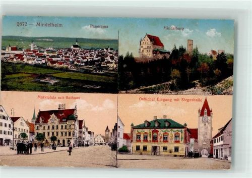 87719 W8948 Mindelheim - Marktplatz Rathaus Mindelburg Siegeshalle östl. Eingang