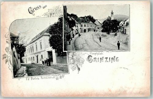 Wien 1899 Gasthaus Pohler Hauptplatz Grinzing