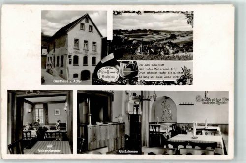 Beckstein Landpost Beckstein Gasthaus zum Adler Gastraum Nebenzimmer Tresen Kanonenofen Boxbeutel-Weinflasche