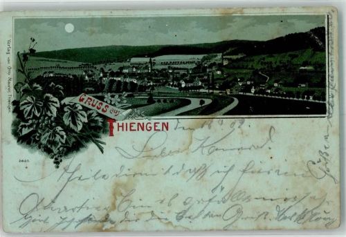 Tiengen 1902 Lithographie/Mondschein