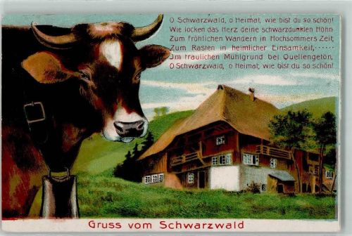 1935 Verlag Guggenheim 13785 - Gruss vom Schwarzwald Kuhglocke Liederkarte