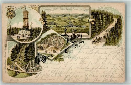 Annaberg-Buchholz 1899 Stadtwappen Aussichtsturm Pöhlberg Sandwerk