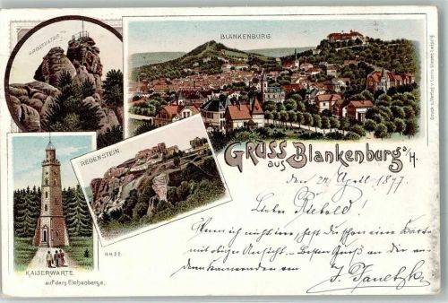 Bad Blankenburg 1897 Aussichtsturm Kaiserwarte Burg Regenstein
