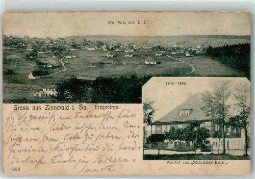 Zinnwald-Georgenfeld 1906 Gasthaus zum Sächsischen Reiter 1696 1896 Gruss Erzgebirge