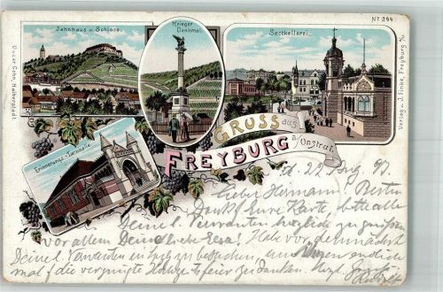 Freyburg 1897 Kriegerdenkmal Jahnhaus Schloss Sektkellerei