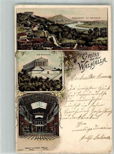 Donaustauf 1898 Walahalla Lithographie
