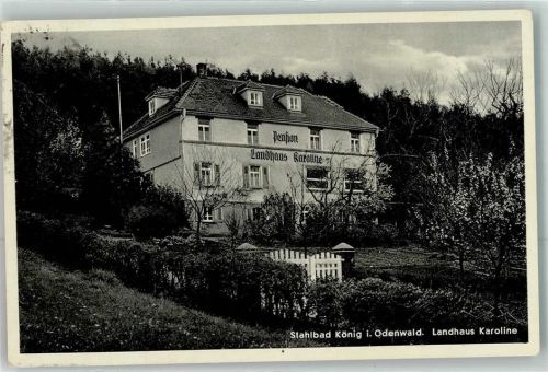 Bad König Bahnpost Hanau Eberbach Zug 277 12.8.37 Pension Schnur Landhaus Karoline