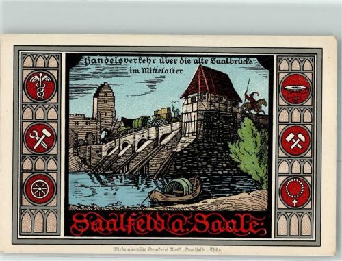 Saalfeld Handelsverkehr über die alte Saalebrücke im Mittelalter