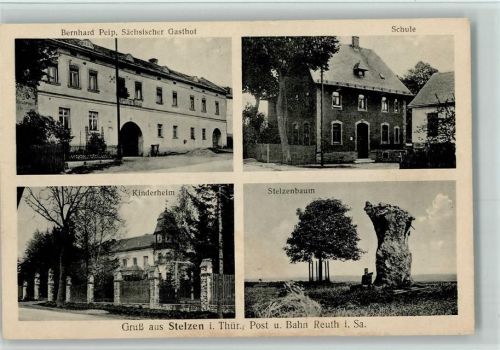Stelzen 1929 Gasthof Peip, Schule, Kinderheim , Stelzenbaum ( Bäume )