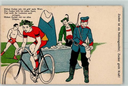 1900 Zucker ist ein Nahrungsmittel Fahrrad AK