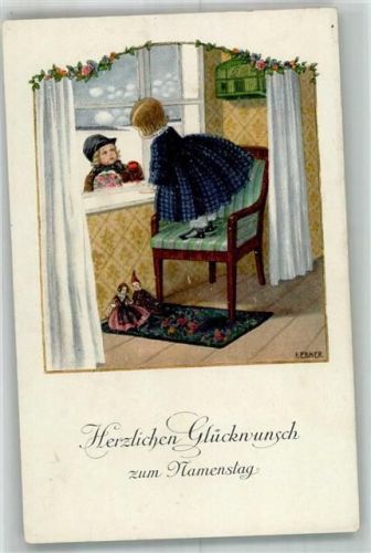 1923 Namenstag Gratulant Puppen Verlag M.Munk 1202