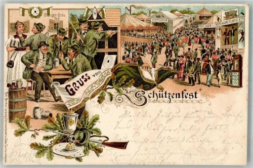 1899 Gruss vom Schützenfest Schützen Hippodrom Völkerschau