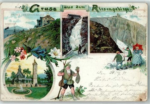 Prinz Heinrich Baude 1899 Schneekoppe Elbefall Grosse Schneegrube Kirche Wang