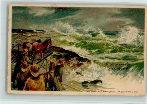 1900 Luna Nr. 153 - Rettungswesen zur See - Raketenapparat, Litho