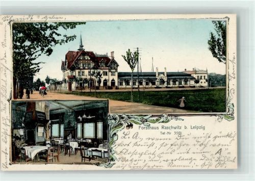 Raschwitz 1905 Forsthaus Raschwitz Gaststube Passepartout