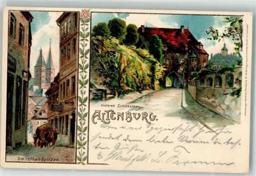 Altenburg 1899 Die rothen Spitzen Fuhrwerk Hinteres Schloßtor