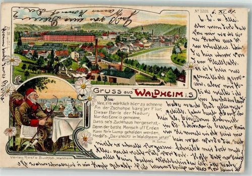Waldheim 1901 Lithographie Königl. Strafanstalt